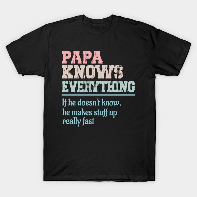 Papa knows everything if he doesn't know he makes stuff up really fast T-Shirt by Doc Maya